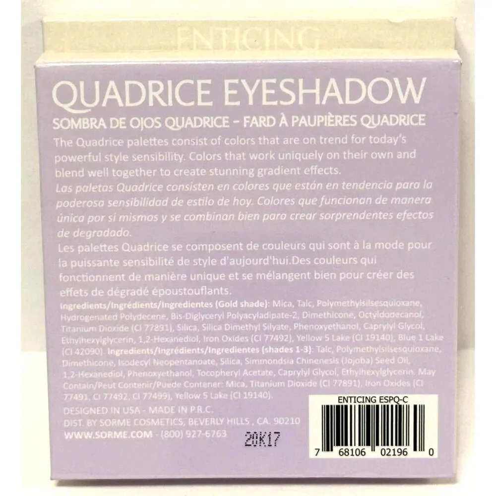 2X Sorme Quadrice Eyeshadow Palette Enticing New